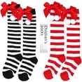 thumbnail image 3 of Calcetines navideños para niños, medias de otoño e invierno para niñas, calcetines navideños con bolas de pelo y lazo de estilo europeo y americano, 3 of 6