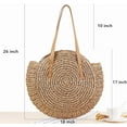 thumbnail image 6 of Straw Handbags Women Handwoven Round Corn Straw Bags Natural Chic Hand Large Summer Beach Tote Woven Handle Shoulder Bag, 6 of 7