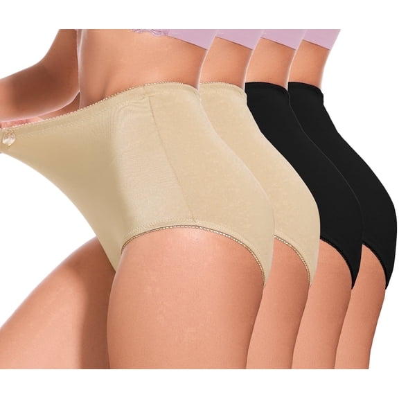 GAI YI 4Pack Plus size Women's High-Waist Light Tummy Control Girdle Panties Full Coverage Underwear Ladies Panties for Women 2XL