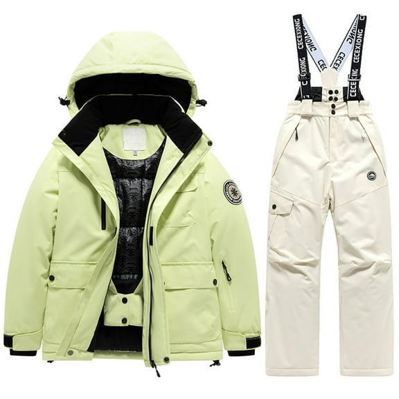 Kiijoy Big Boys Snowsuit Warm Winter Hooded Coat Pants Ski Suit Unisex Outfits