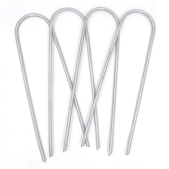 6 Inch Galvanized Garden Stakes Landscape Staples,Ground Stakes Heavy-Duty Sod Pins Anti-Rust Fence Stakes 4 Pack
