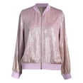thumbnail image 4 of felwors Women's Metallic Zipper Bomber Disco Party Jackets Outwear Long Sleeve Lightweight Jacket Coats Purple, XL, 4 of 4