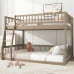 Solid Pine & MDF Detachable Bunk Bed Frame, Guard Rails & Wood Slat Support, No Box Spring Needed, Easy Assembly