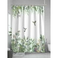 thumbnail image 5 of Watercolor Hummingbird Leaf Shower Curtain, Green White Bathroom Decor Curtains Set with Hooks, Waterproof Fabric Home Accessories， Stall 36 X 78 Inch, 5 of 6