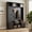 Black, variant on Farmhouse 3-in-1 Hall Tree with 6 Hooks, Entryway Coat Rack with Adjustable Shelves, Versatile Shoe Storage Bench with Open Cubbies