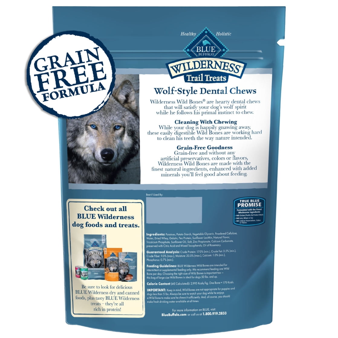 Blue Buffalo Wilderness Wild Bones Dental Chews Dog Treats, Mini, 10-oz Bag