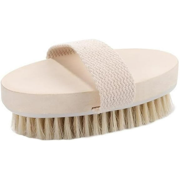 Body Brush, Natural Bristle Dry Skin Exfoliating Brush Body Scrub for Flawless Skin, Cellulite Treatment, Lymphatic Drainage and Blood Circulation Improvement, Wood