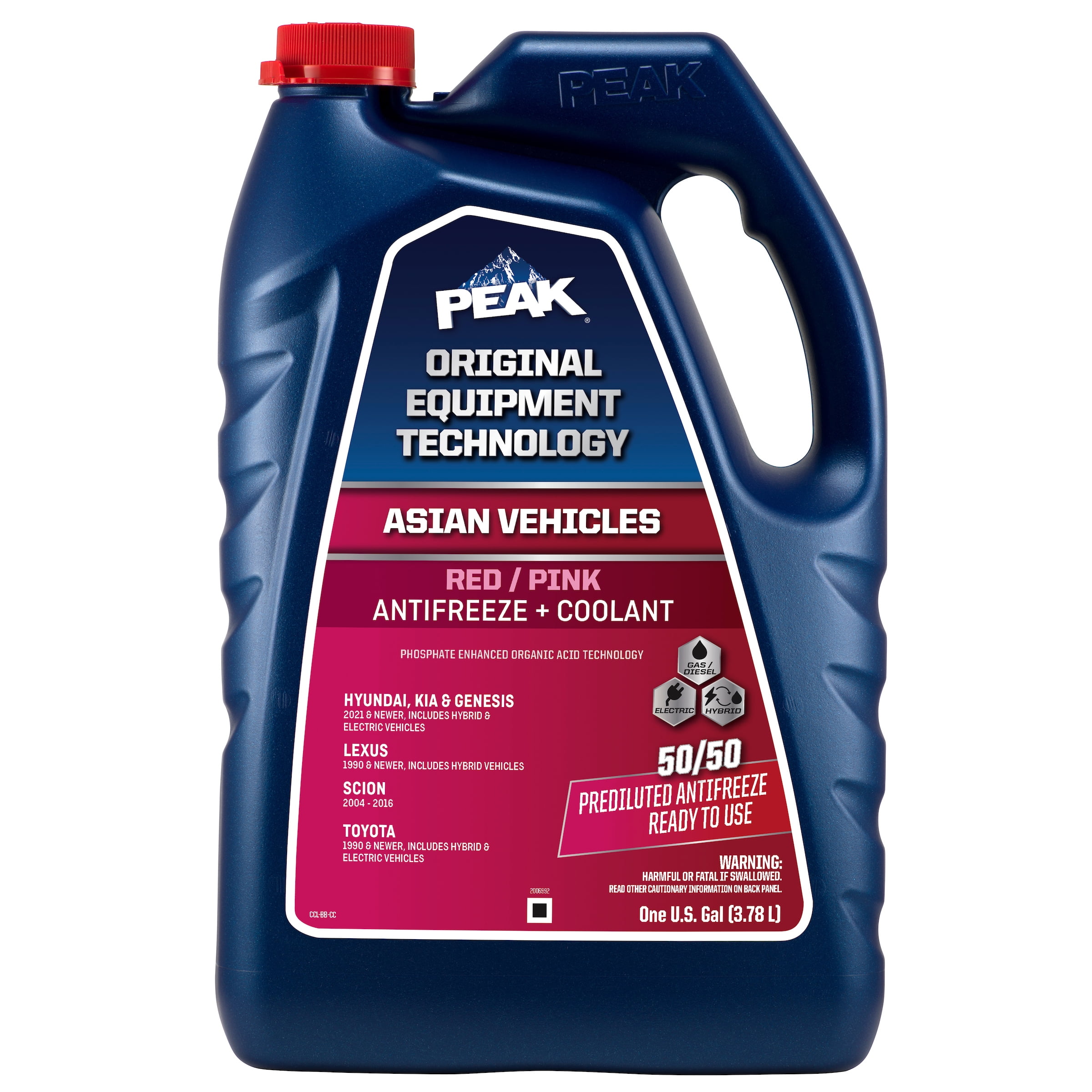 PEAK EXT51107H フルオレセントウォーターレッド PEAK Antifreeze Coolant 50/50 Prediluted for Asian Vehicles Red
