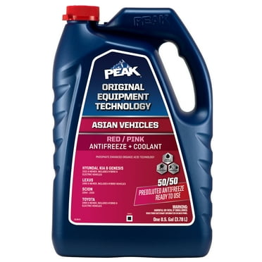 PEAK OET Antifreeze   Coolant 50/50 Prediluted for Asian Vehicles - Red/Pink, 1 Gallon