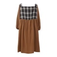 thumbnail image 4 of EFINNY Women Plus Size Square Neck Long Sleeve Plaid Dress, 4 of 4