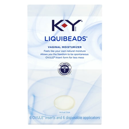 K-Y Liquibeads Vaginal Moisturizer - 6 Ovule Inserts and 6 Disposable (Best Lube For Vaginal Dryness)