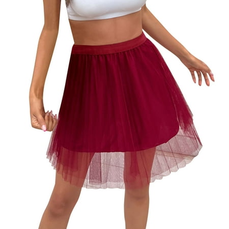 

Qufokar Maternity Skirt Plaid Mini Skirt Tulle Skirts for Women Short Adult Layered Short Prom Party Mini Skirt