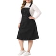 thumbnail image 4 of Vestidos de Mezclilla para Mujeres de Talla Grande Agnes Orinda con Botones y Tirantes Ajustables Midi 3X Negro, 4 of 5