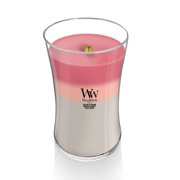 WoodWick Large Shoreline Trilogy Hourglass Scented Candle, Crackles as it Burns, Melon Blossom | Coastal Sunset | Palo Santo, 21.5 oz.