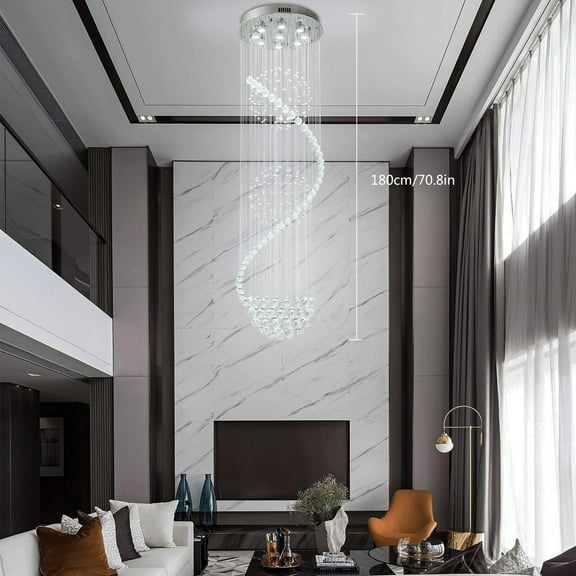 DENEST Modern LED Crystal Spiral Ceiling Light Raindrop Chandelier Pendant Lamp Fixture
