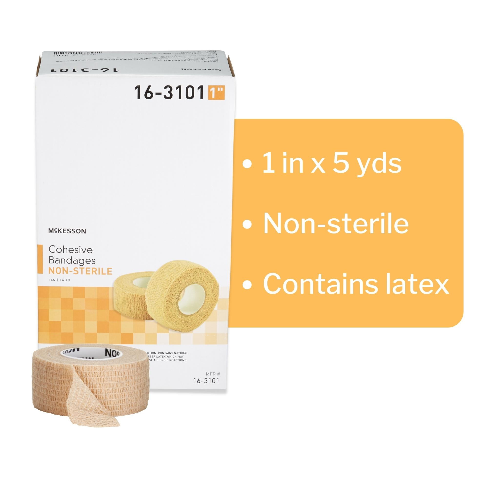 McKesson Cohesive Bandages, Self-Adherent Compression Wrap, 1 in x 5 yd, 1 Count, 30 Packs, 30 Total