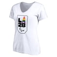 thumbnail image 2 of Women's White LA28 Summer Paralympics Pride V-Neck T-Shirt, 2 of 3
