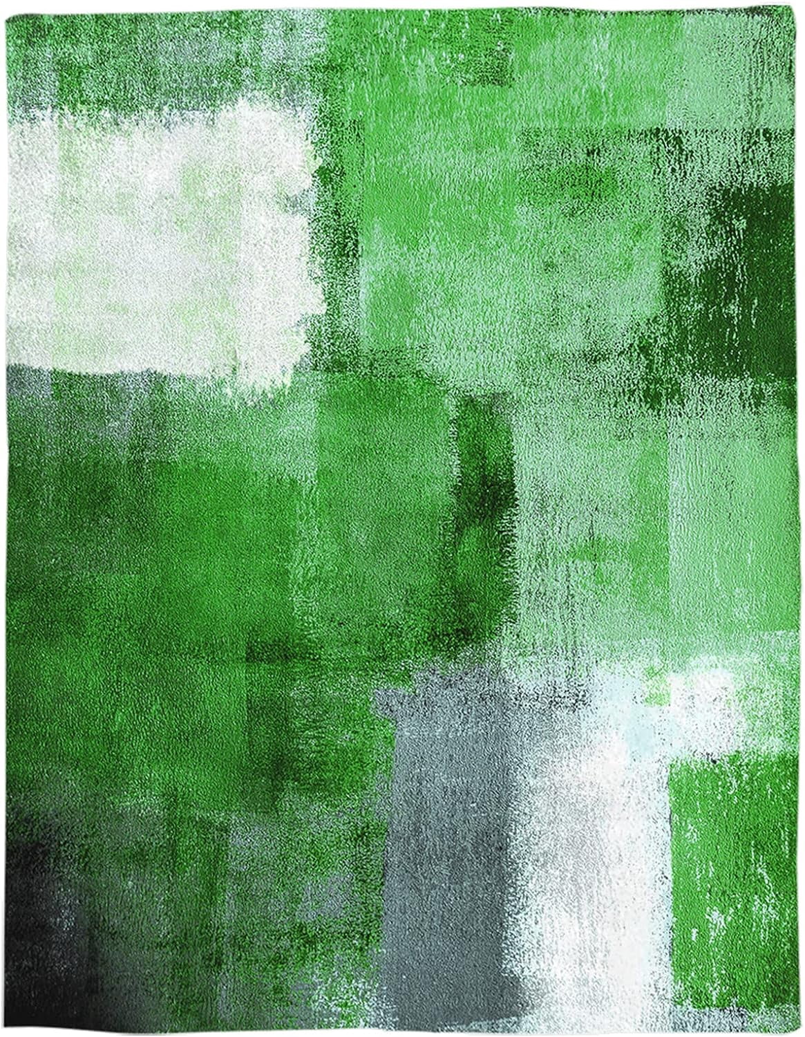 Green and Grey Flannel Fleece Blanket Forest Super Soft Breathable Throw Blankets Rustic Paint Art Graffiti Lattice Warm Cozy Decorative for Sofa Chair Bedroom All Seasons Use 50" x 60"