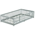 thumbnail image 5 of Alvantor Twin Size Montessori Floor Bed for Kids with Door and Fence, Rubber Wood Toddler Platform Bed Frame, No Box Spring Needed, Gray, 5 of 7