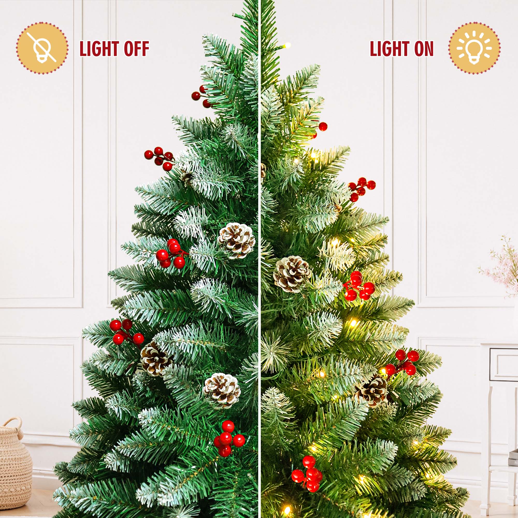 Yexmas 6ft Pre-Lit Christmas Tree with Pinecones & Berries photo 3