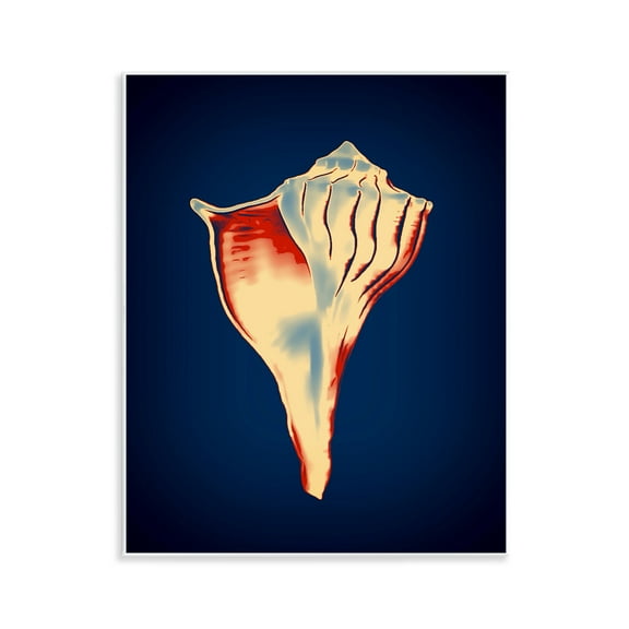 Stupell Industries Lightning Whelk on Blue Nautical & Beach Painting Unframed Art Print Wall Art, 11 x 14