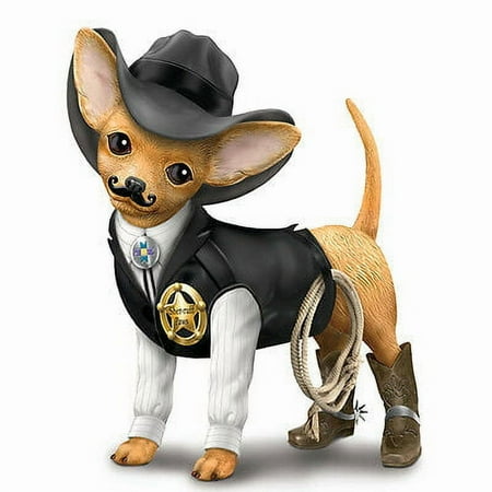 The Bradford Exchange Spurs in Fur Sheriff S Paws Chihuahua Cowboy Dog Figurine 4-inches