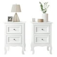 thumbnail image 1 of Ktaxon 2pc Nightstand End Table with 2 Drawer Bedside Table,Wood Accent Table, White, 1 of 13