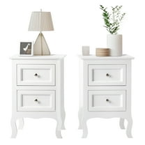 UBesGoo Set of 2 Nightstand, Side Table Night Table,White