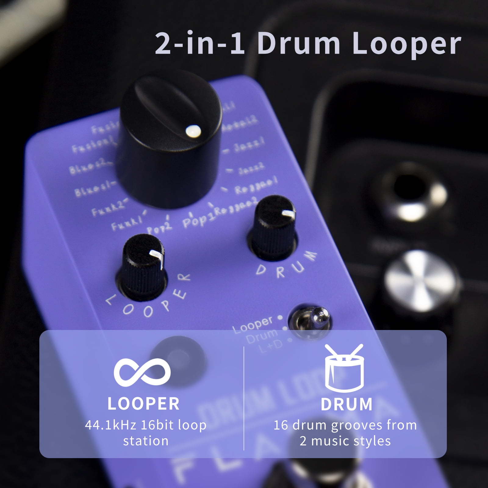 FLAMMA FC01 Drum Machine Phrase Loop Pedal Guitar Pedal16 Drum Groove 20 Minutes Looper Capacity