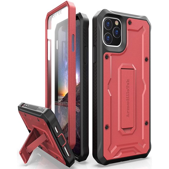 ArmadilloTek Vanguard Compatible with iPhone 11 Pro Max Case (6.5 inches) Military Grade Full-Body Rugged with Kickstand and Built-in Screen Protector - Red