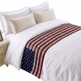 thumbnail image 2 of Bed Runner Scarf for Cal.King Size Bed, American Flag Beds Scarf Throws for Foot of Bedding, Vintage Brick Wall Star Striped Red Blue Decorative Beds Runners for Bedroom Guestroom, 102"x20", 2 of 8