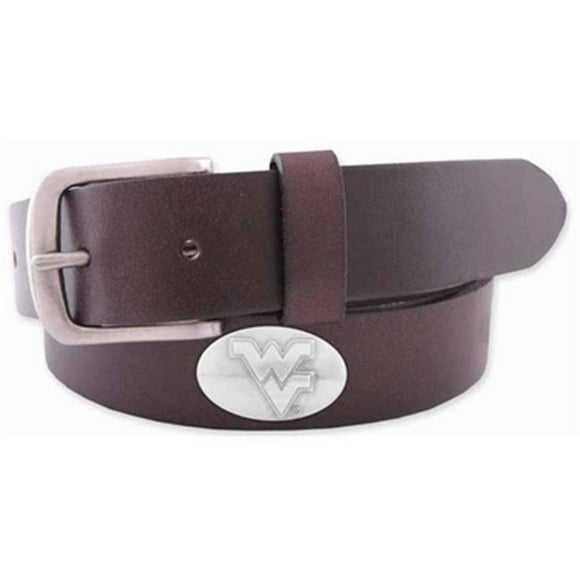 West Virginia Concho Brown Leather Belt, 44 Waist