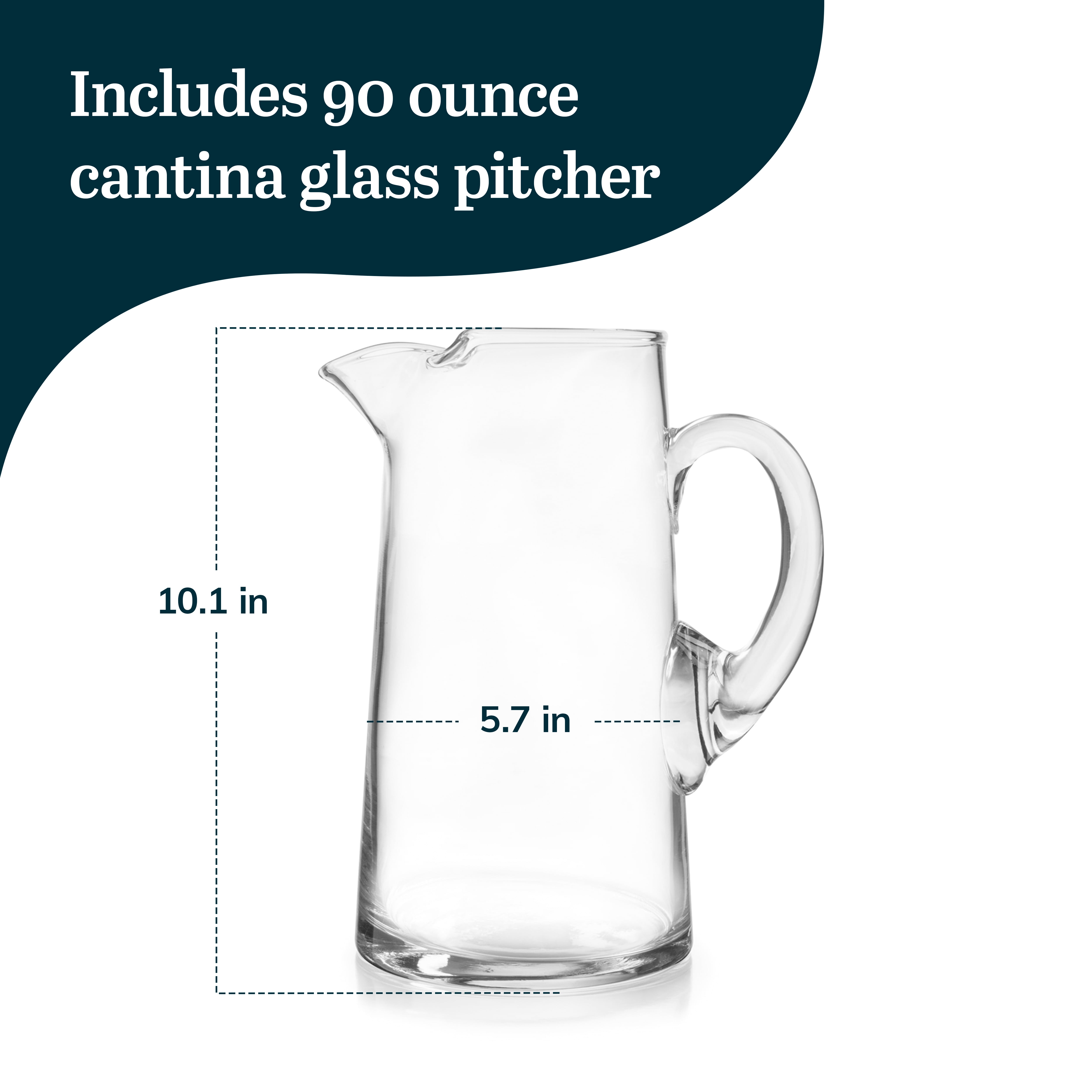 Libbey Cantina Clear Glass Pitcher, 90 Oz, Modern, Elegant Glass Pitcher for Cocktails, Iced Tea & More, Handblown Beverage Serveware for Parties