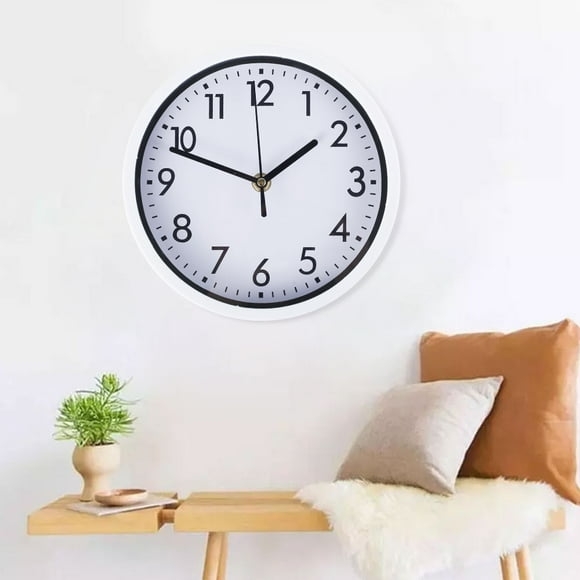 ODOMY Silent Round Quartz Wall Clock,8 Inch Battery Operated Non Ticking Quartz Wall Clock White Background Easy to Read for Living Room Office School