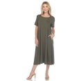 thumbnail image 1 of White Mark Women's Short Sleeve Midi Dress with Pockets, 1 of 6