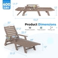thumbnail image 4 of NALONE Chaise Lounge Set of 2 Outdoor with 5-Position Adjustable Backrest, HDPE Lounge Chair for Outside Supports Up to 400 LBS, Pool Lounge Chairs for Patio Poolside Deck Beach Backyard(Grey Brown), 4 of 8