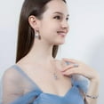 thumbnail image 4 of CZ Royal Blue Stone Dangle Drop Pendent Necklace Huggie Earring Ring Jewelry Set, 4 of 9