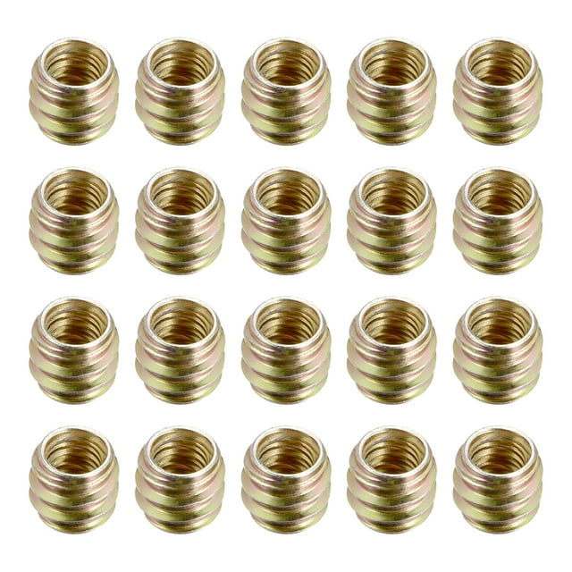 Tuercas de inserción M8 de 12mm de longitud, acero al carbono, galvanizado, paquete de 20