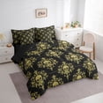 thumbnail image 2 of Homewish Black Gold Skull Damask 7-Piece Twin Bedding,Happy Halloween Bedding Comforter Set,Black Reversible, 2 of 8