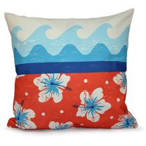 Simply Daisy 16" x 16" Surf, Sand and Sea Floral Print Outdoor Pillow