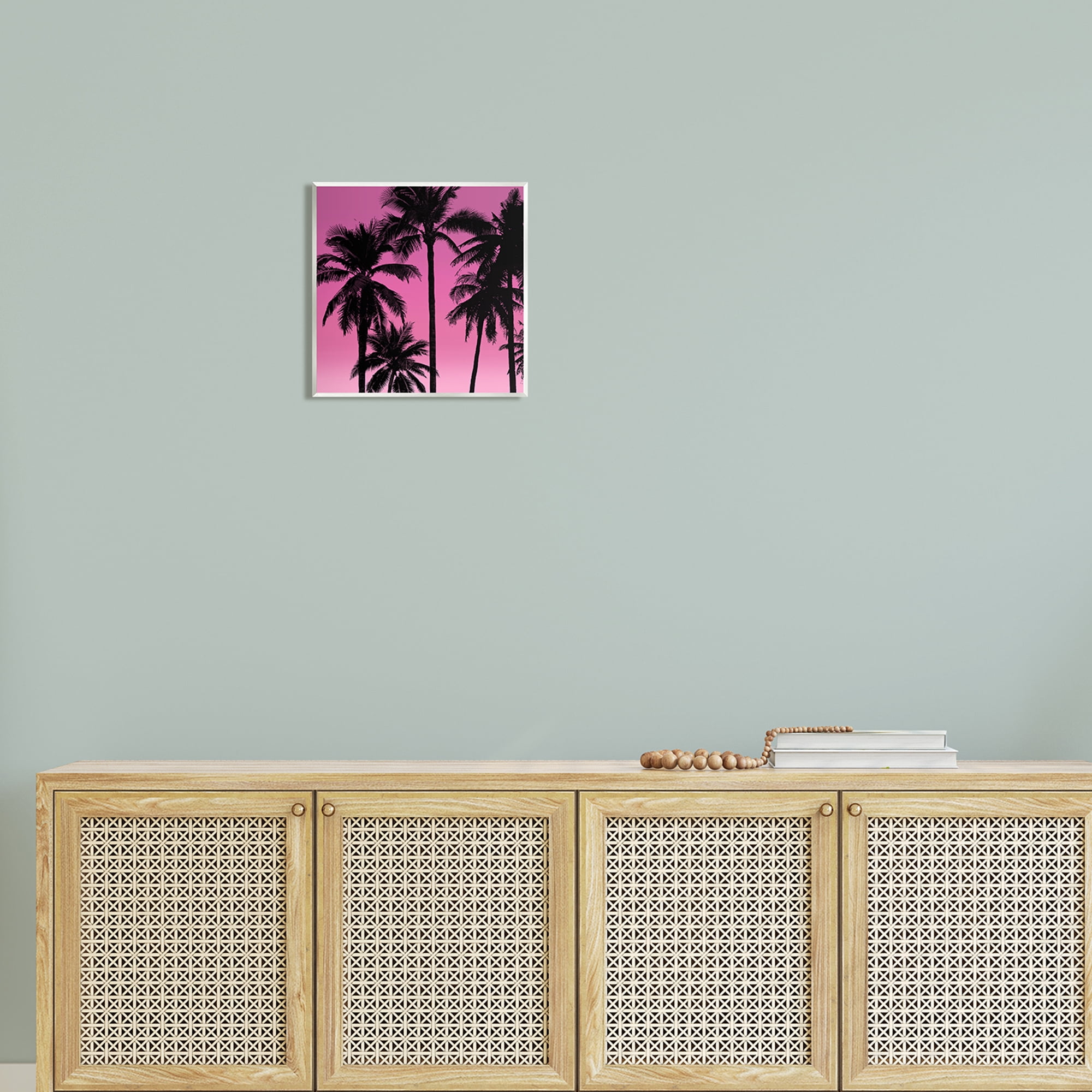 Stupell Pink Tropical Sunset Palm Trees Landscape Photography Wall Plaque Unframed Art Print Wall Art
