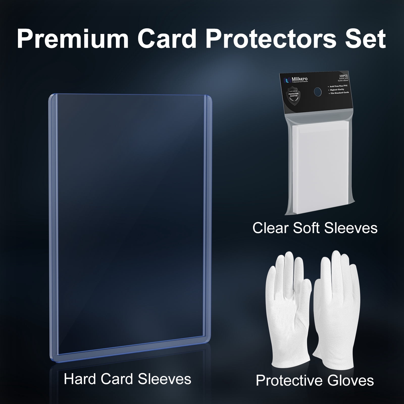 Mlikero 200 Card Sleeves Top Loaders for Cards, 3"X4" Toploaders for Cards, Premium Baseball Card Protectors Hard Plastic for Sports and Game Cards (100 Top Loaders + 100 Clear Sleeves)
