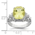thumbnail image 5 of 925 Sterling Silver Rhodium-Plated Diamond and Checker-Cut Lemon Quartz Ring Size 7, 5 of 6