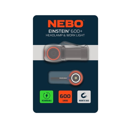 NEBO Einstein 600 Lumen LED Gray Rechargeable Headlamp and Flashlight
