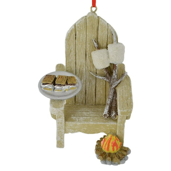 Kurt Adler 3-Inch Brown and White Adirondack Chair and S'mores Christmas Ornament
