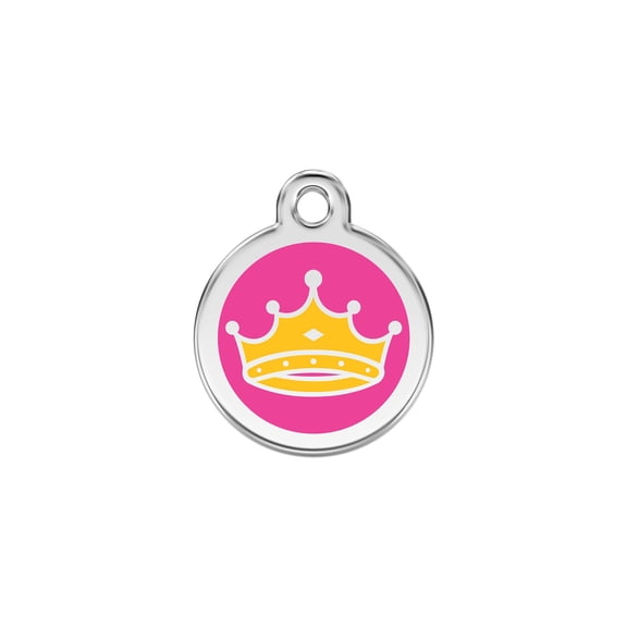 Red Dingo Stainless Steel Enamel Queen's Crown Personalized Engraved Pet ID Tag, Small
