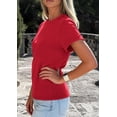 thumbnail image 5 of PRETTYGARDEN Womens Summer Tops Spring Casual Rolled Short Sleeve Basic Tees Crew Neck Work Shirts Fashion Clothing, 5 of 10
