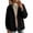 Black-400816GG, variant on Women's Lapel Collar Cropped Sherpa Jacket, Open Front Fluffy Teddy Fleece Long Sleeve Coat with Side Pockets, Casual Lightweight Outerwear for Fall Winter Daily Travel