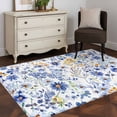 thumbnail image 4 of Blue Flowers Area&nbsp;Rug 4x6ft Watercolor Daisy Floral Non-Slip&nbsp;Washable Square&nbsp;Rugs Soft Felt Indoor Floor Mat for Bedroom Kitchen Living Room Bathroom, 4 of 9