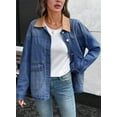 thumbnail image 5 of Eytino Jean Jacket for Women Denim Jackets with Contrast Trim Long Sleeve Button Down Jean Coat with Pockets Outerwear, 5 of 9